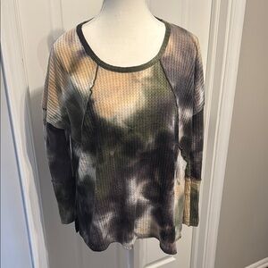 Tie-Dye/Camouflage, Long Sleeve Top, Size Small